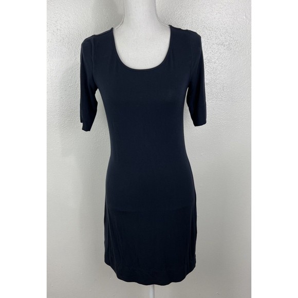 Adrienne Vittadini Dress Women Small Blue Stretch Short Sleeve Solid Casual - Picture 14 of 14